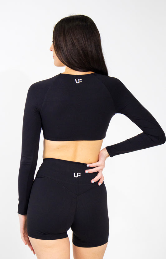 Serenity Long Sleeve Twist Crop - Midnight