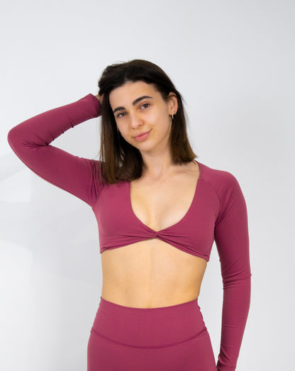 Serenity Long Sleeve Twist Crop - Wine