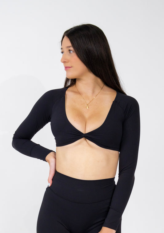 Serenity Long Sleeve Twist Crop - Midnight